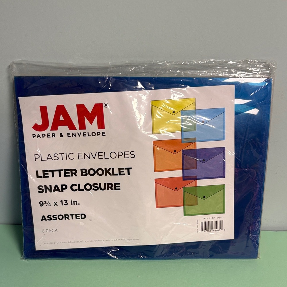 Jam Paper & Envelope Plastic Envelopes 6 Pack, Letter Booklet with Snap Closure